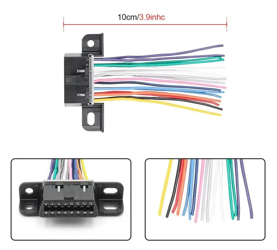 16-pins OBD2 Port (Female) with 16 Open End Cables (10 cm) | Accessories