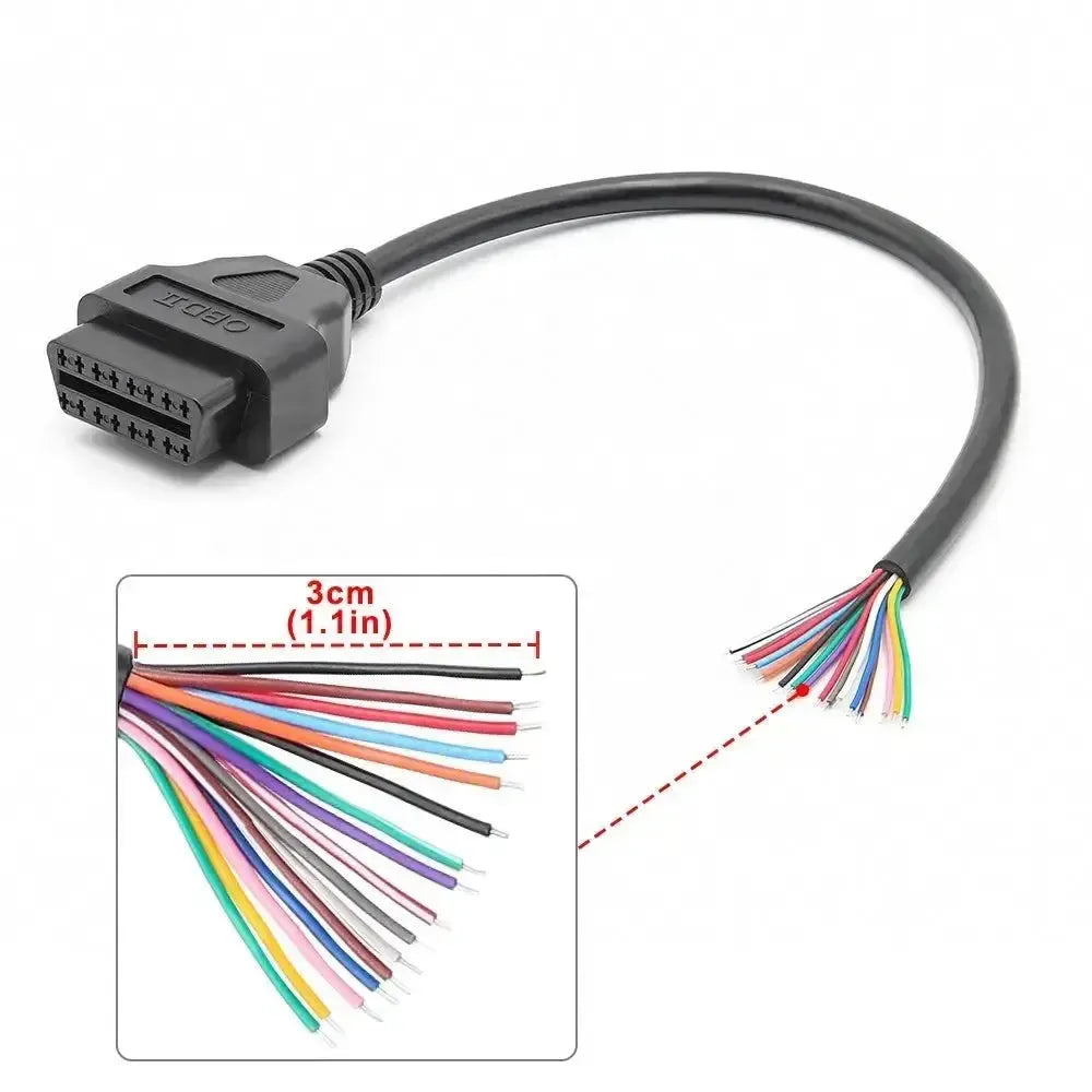 16-pins OBD2 Connector (Female) with 16 Open End Cables (30 cm) | Accessories