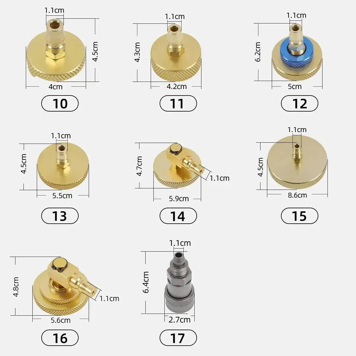 Brake Fluid Reservoir Adapters Set 17-Piece