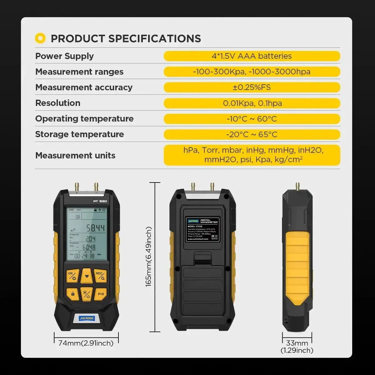 Autool PT530 | Air Pressure Tester