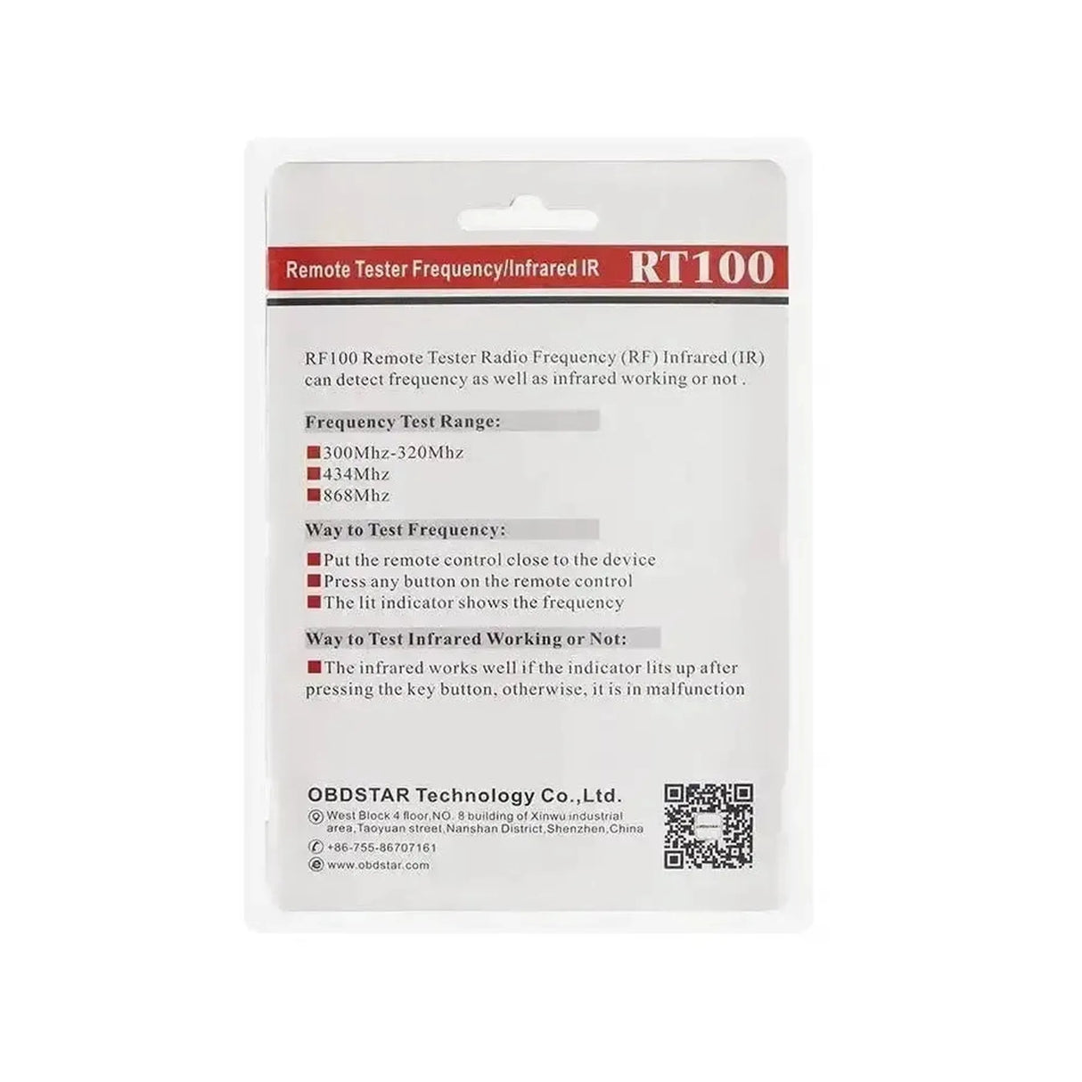 OBDSTAR RT100 | Key Frequency - Infrared Tester