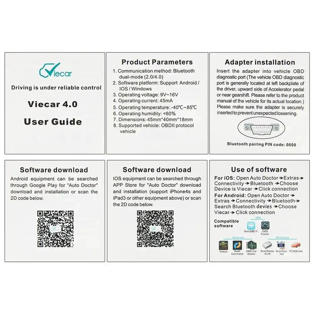 Viecar Mini OVC100 | ELM327 Interface (Bluetooth 4.0)