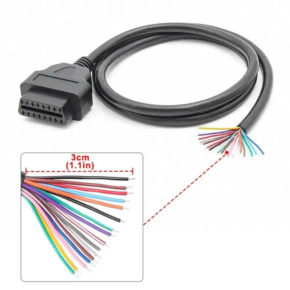 16-pins OBD2 Port (Female) with 16 Open End Cables – 100 cm