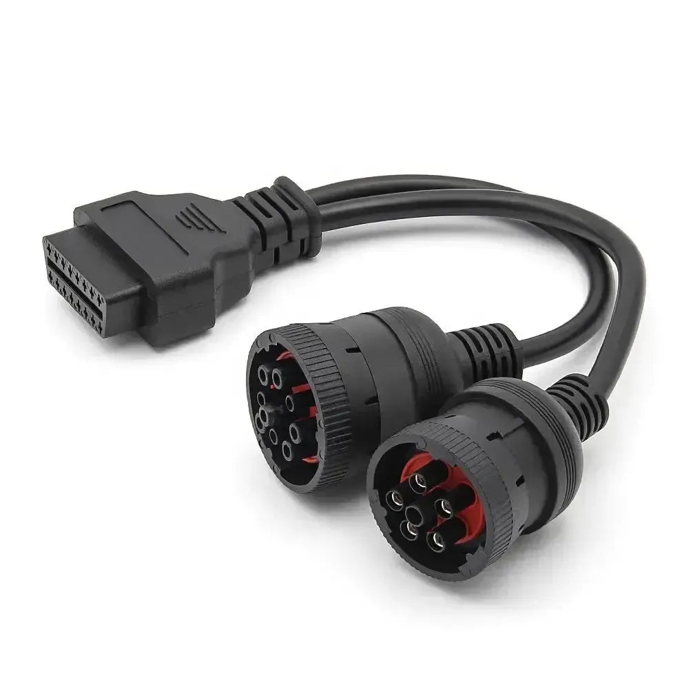 Universal 6-pin J1708 + 9-pin J1939 - 16-pin OBD2 Adapter Cable Commercial and Work Vehicle