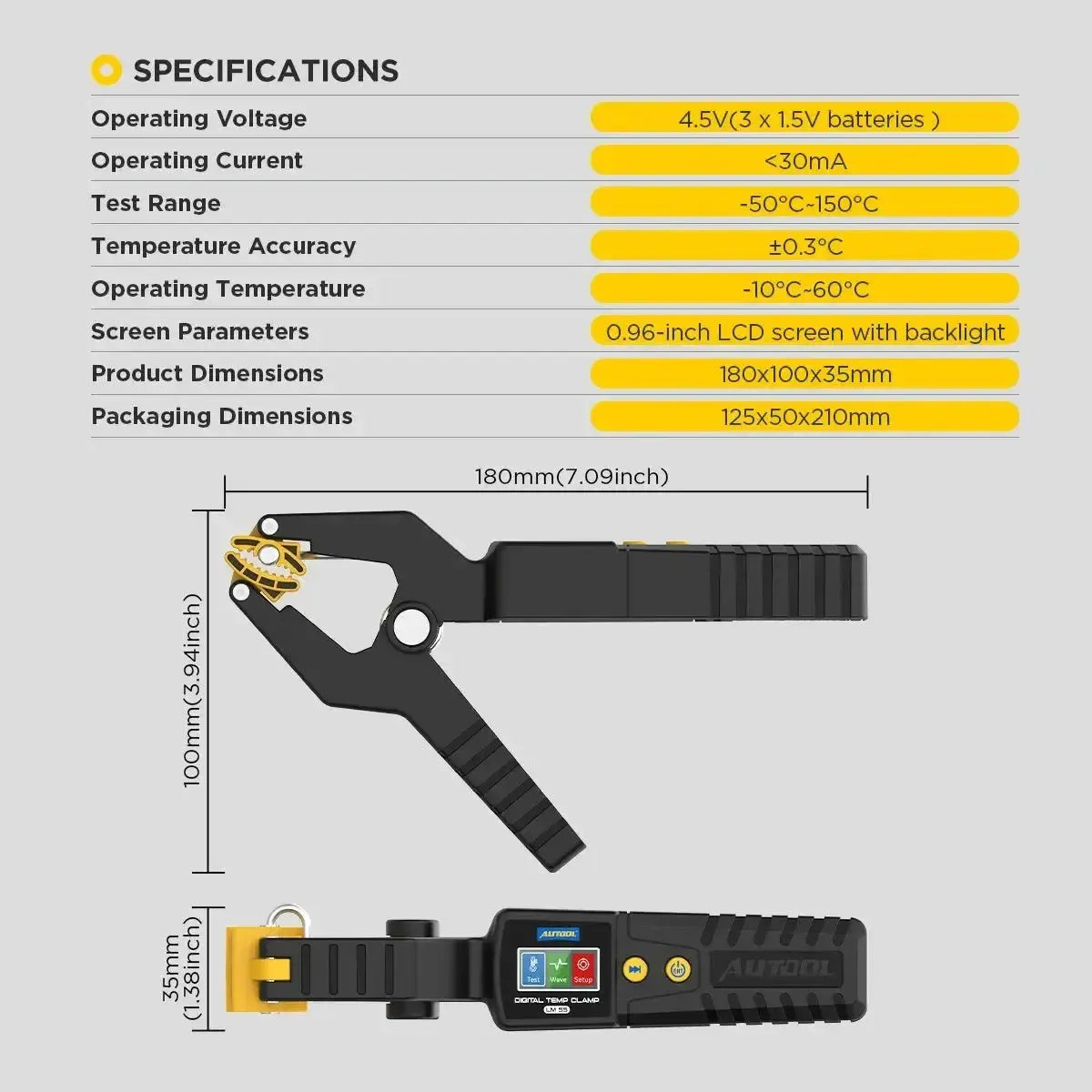 Autool LM55 HVAC Temperature Clamp
