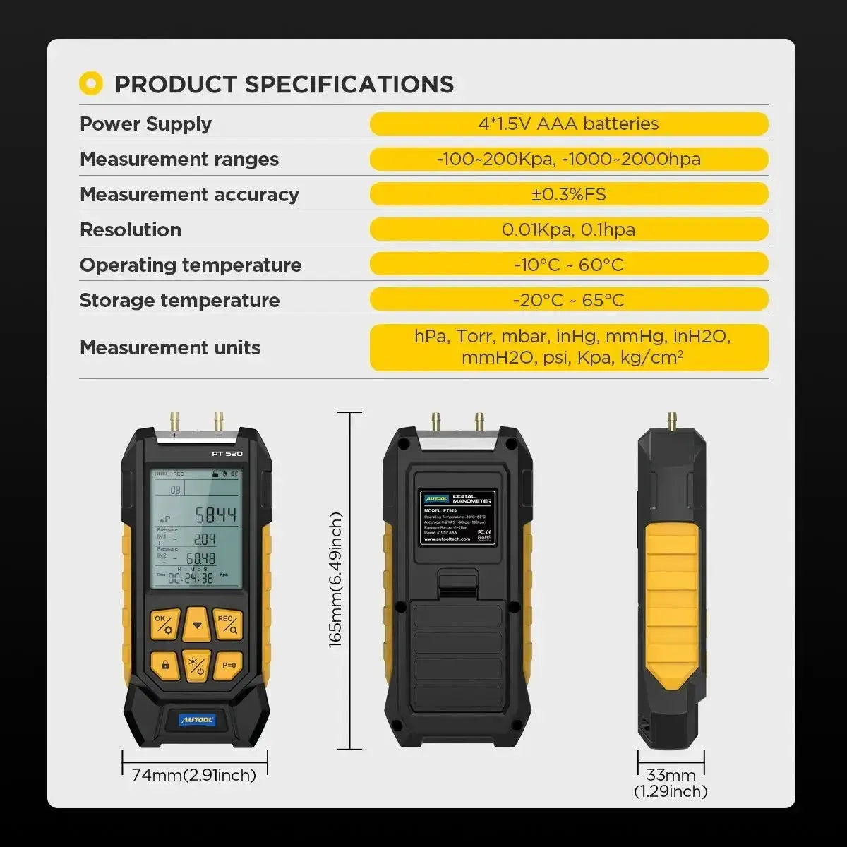 Autool PT520 Air Pressure Tester