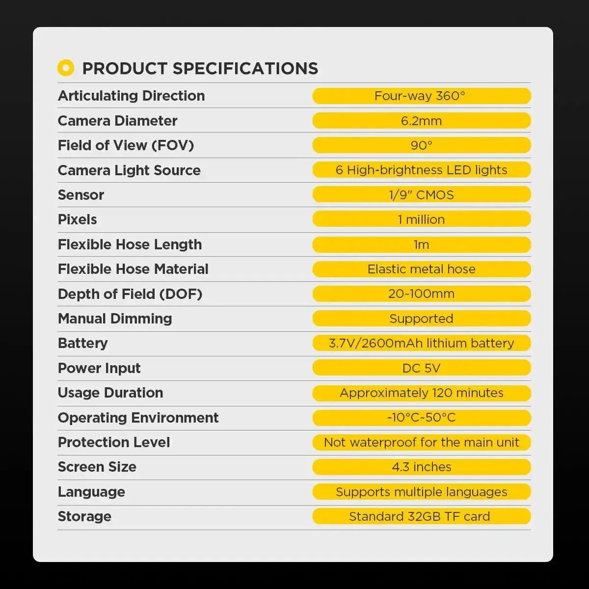 Autool SVB308 Inspection Camera 6.2 mm