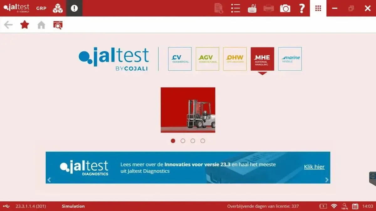 Jaltest MHE (Material Handling Equipment) Diagnostic Tool