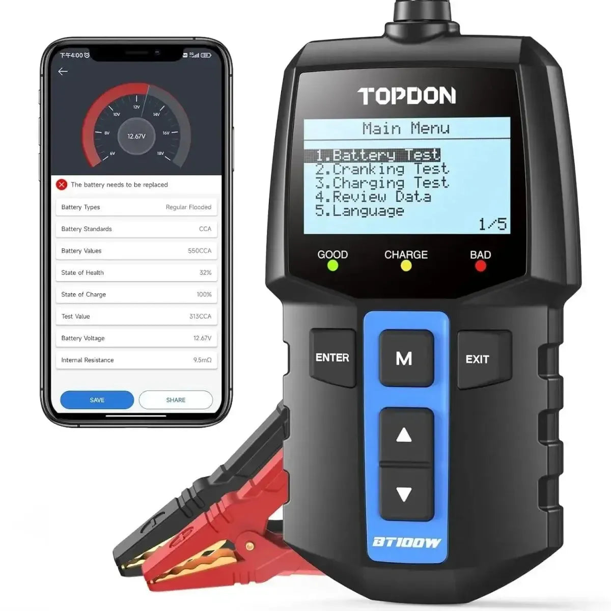 Topdon BT100W Battery Tester