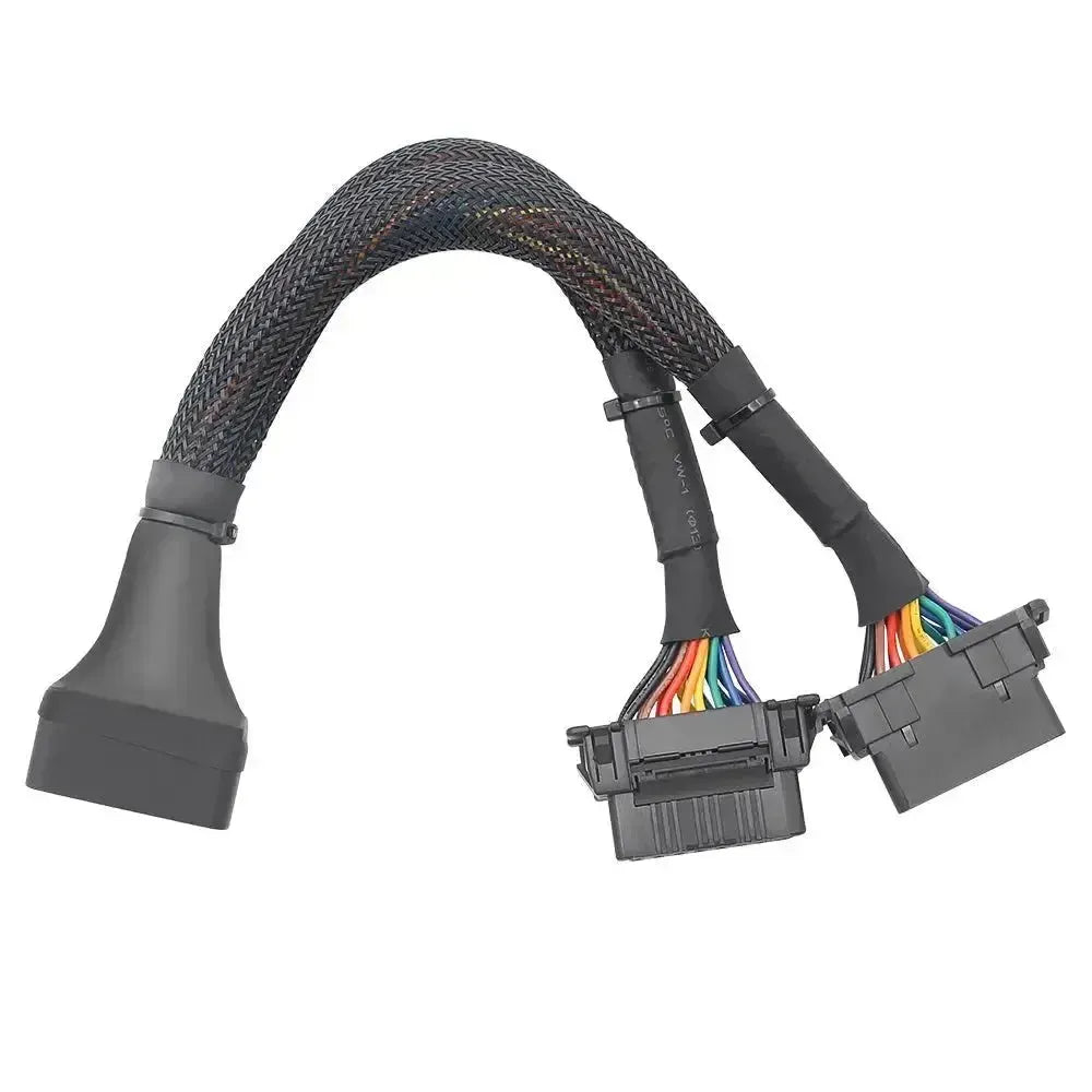 Universal 16-pin OBD2 Nylon Extension and Splitter Cable 2-Piece (30 cm)