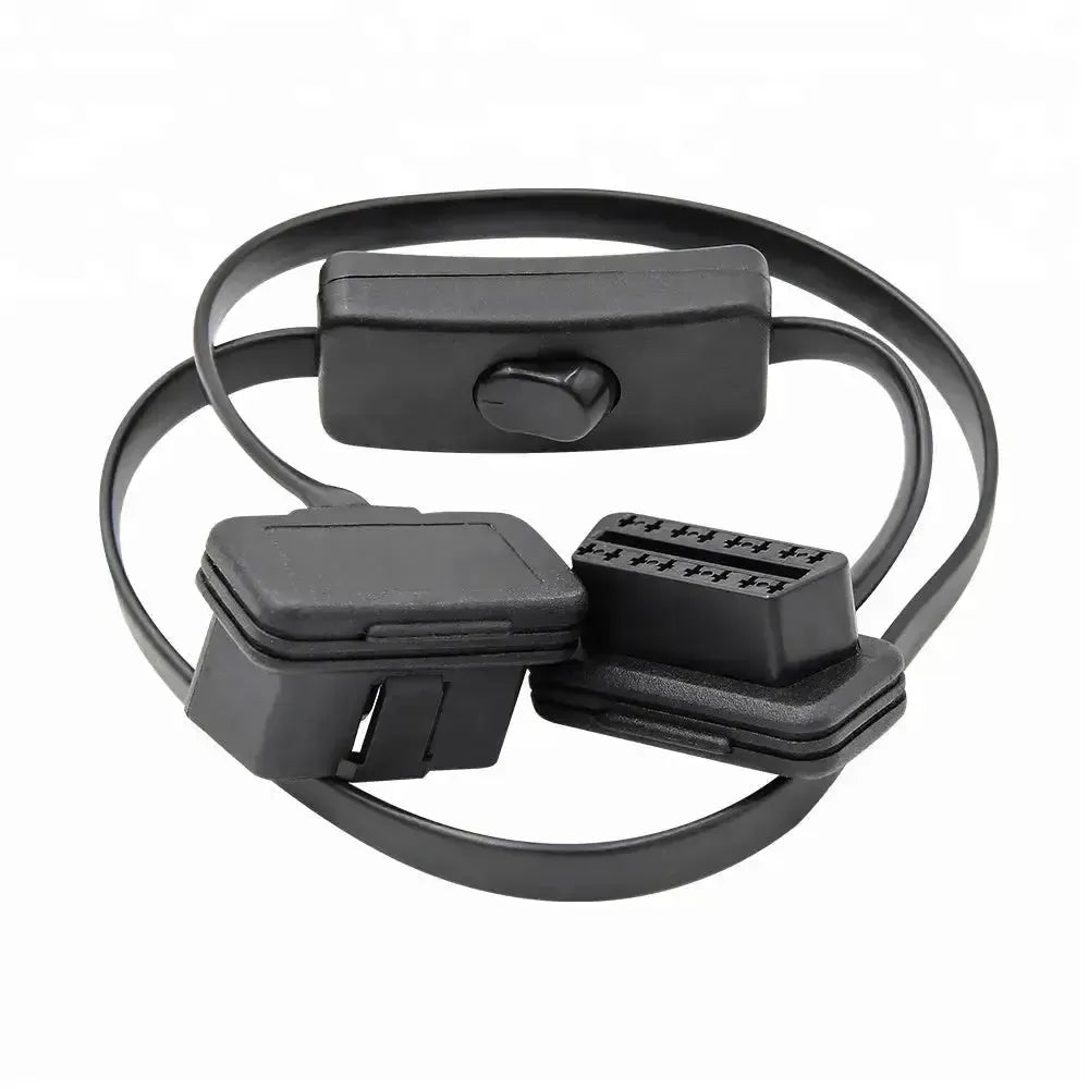 Universal 16-pin OBD2 Flat Extension Cable with Switch (60 cm)