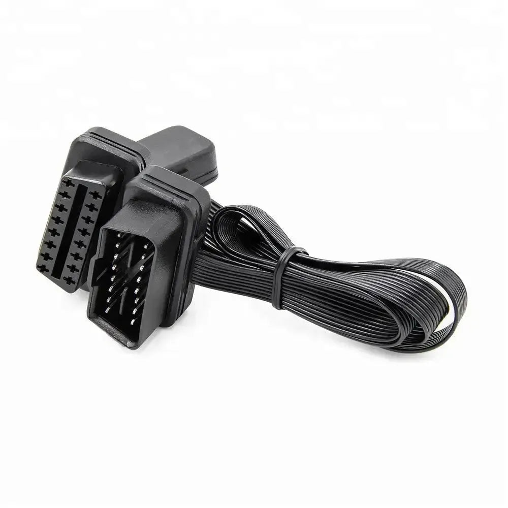 Universal Flat 16-pin OBD2 Extension and Splitter Cable 2-Piece (30 cm)