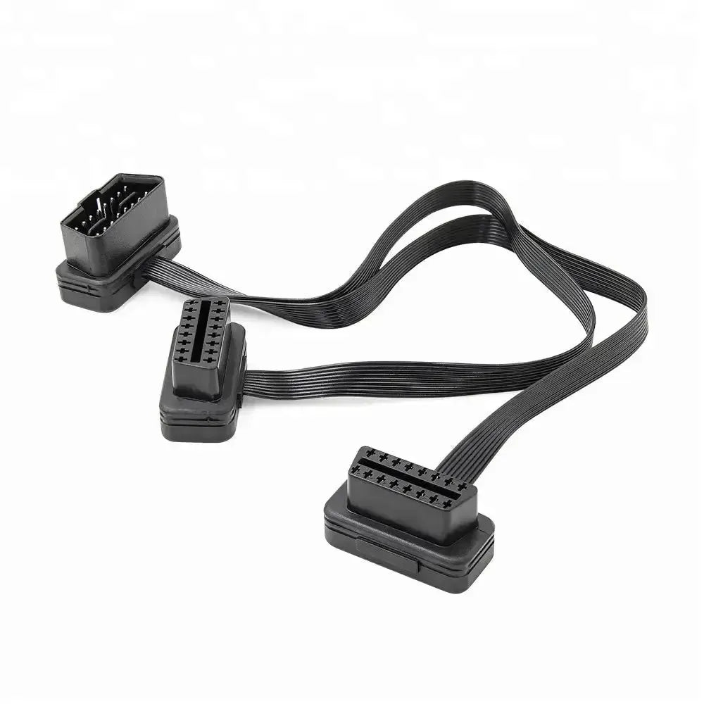 Universal Flat 16-pin OBD2 Extension and Splitter Cable 2-Piece (30 cm)