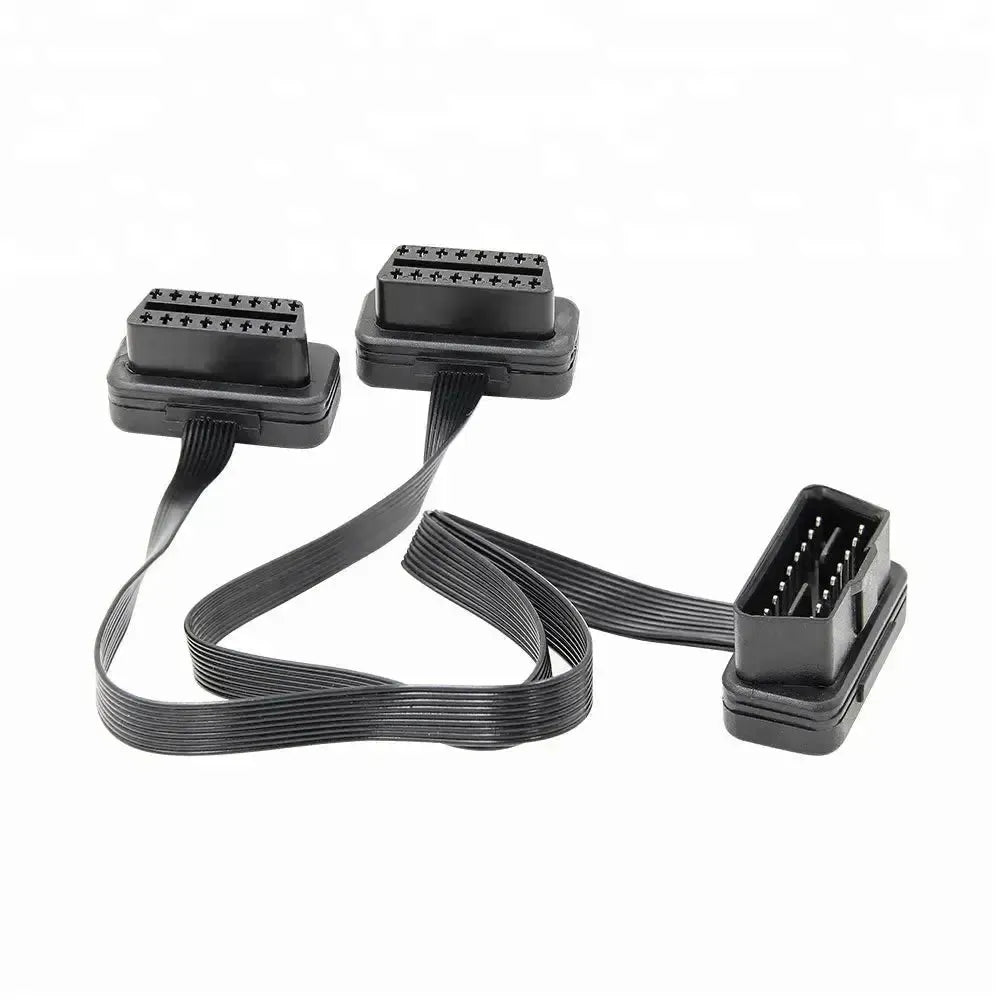 Universal Flat 16-pin OBD2 Extension and Splitter Cable 2-Piece (30 cm)