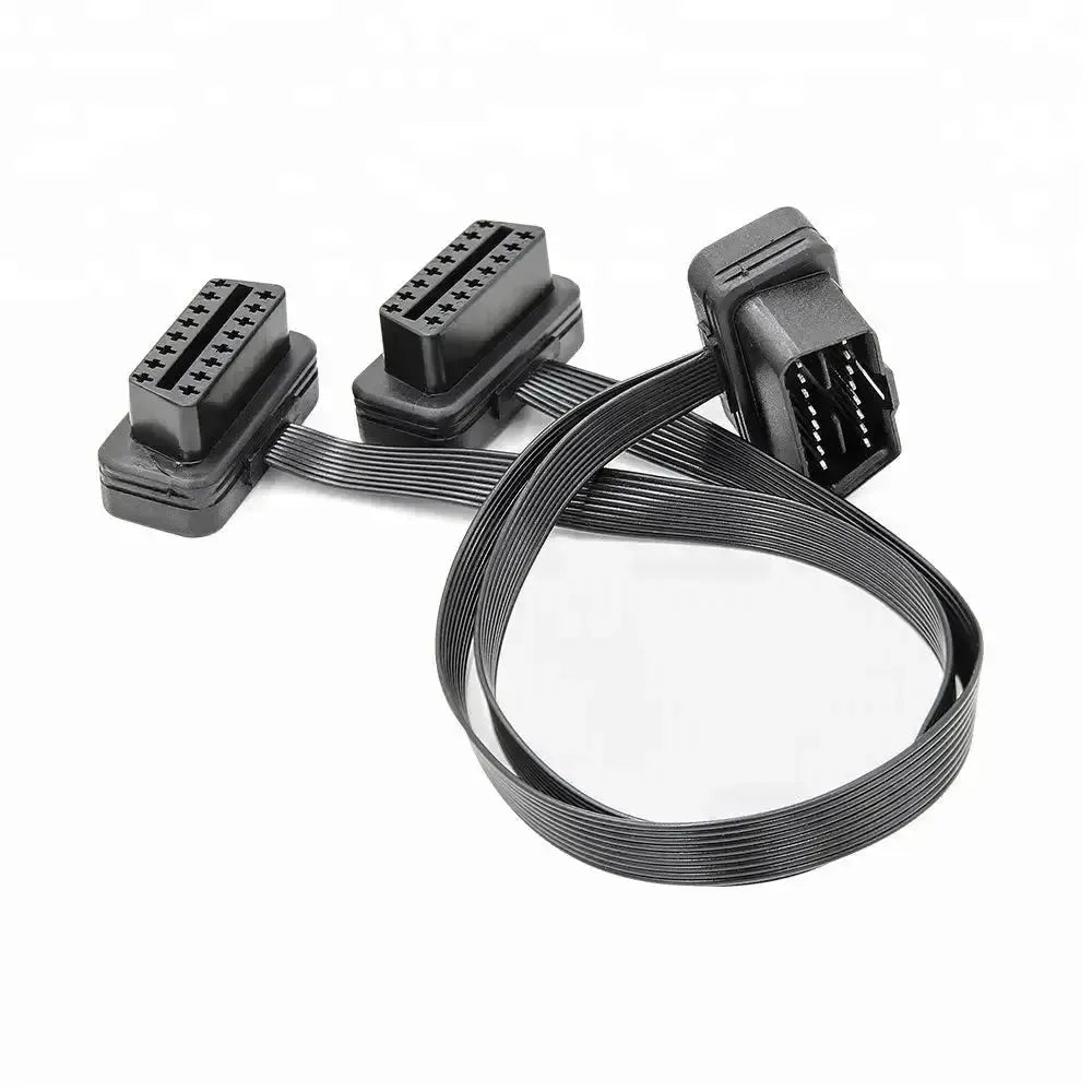 Universal Flat 16-pin OBD2 Extension and Splitter Cable 2-Piece (30 cm)