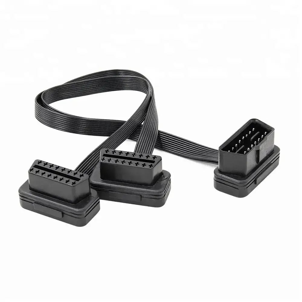 Universal Flat 16-pin OBD2 Extension and Splitter Cable 2-Piece (30 cm)