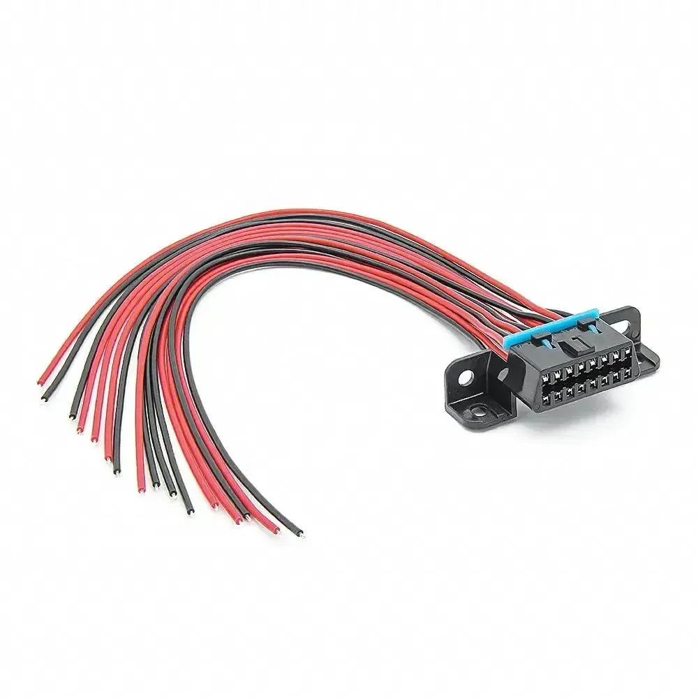 Universal 16-pin OBD2 Port (Female) with 16 Open End Cables - 30 cm