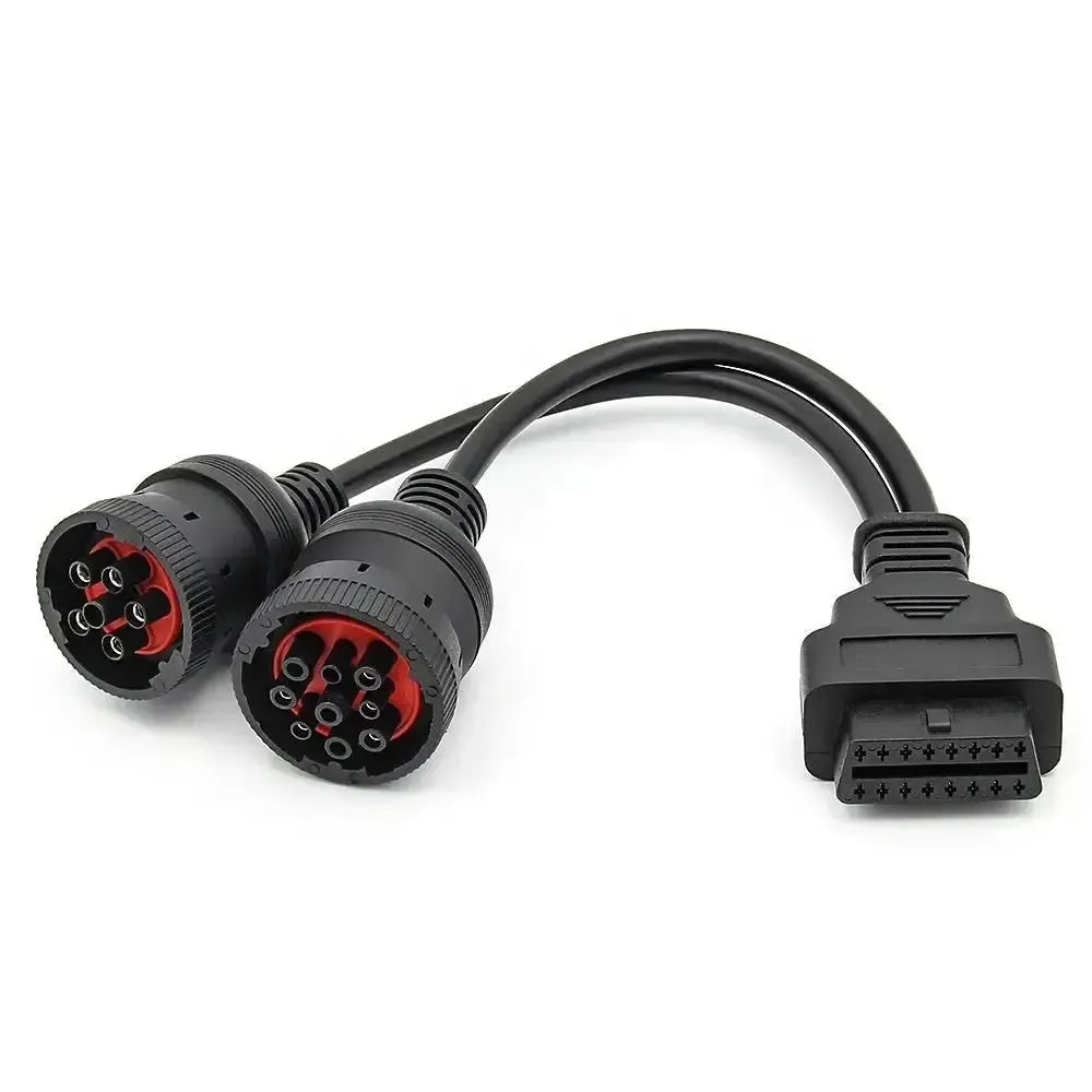 Universal 6-pin J1708 + 9-pin J1939 - 16-pin OBD2 Adapter Cable Commercial and Work Vehicle