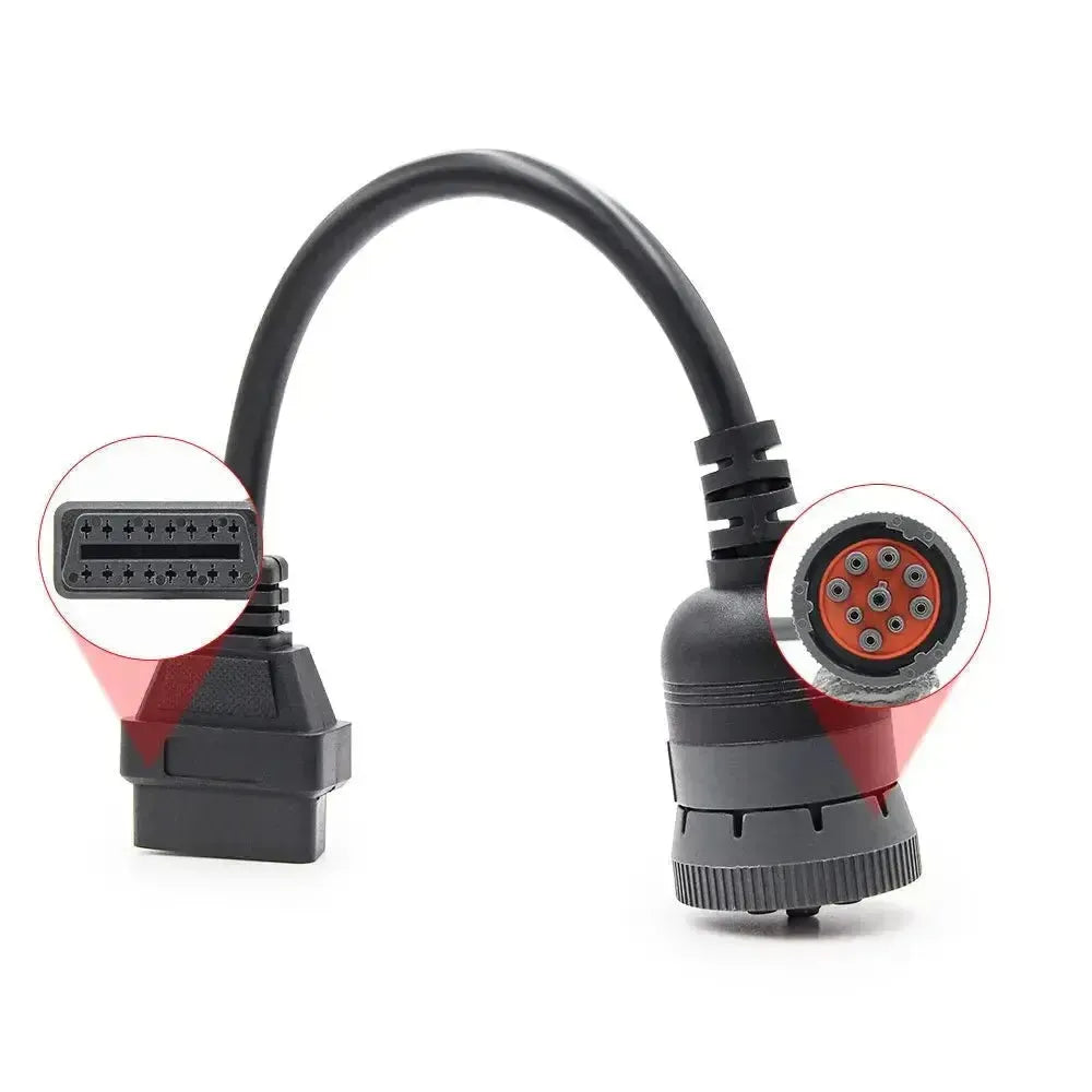 Universal 9-pin J1939 to 16-pin OBD2 Adapter Cable – Commercial and Work Vehicle