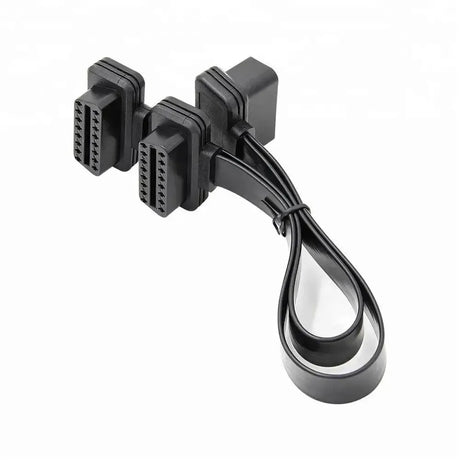 Universal Full 16-pin OBD2 Flat Extension and Splitter Cable 2-Piece (30 cm)
