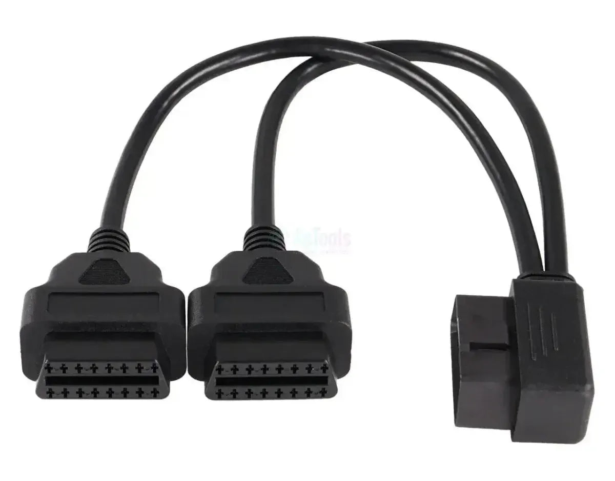 Universal Flat 16-pin OBD2 Extension and Splitter Cable 2-Piece 30 cm